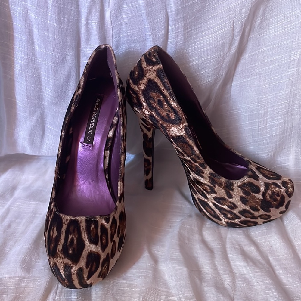 Shoe Republic LA leopard print platform heels